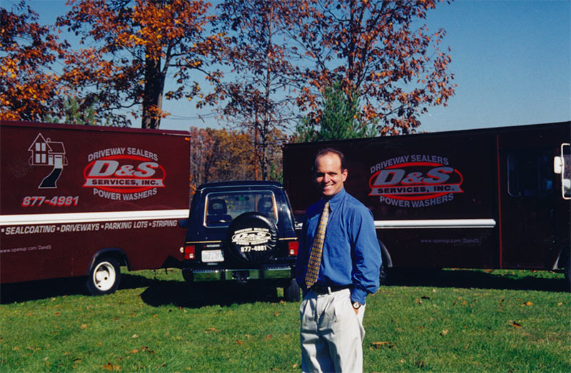 A-new-fleet-of-driveway-sealing-trucks,-1997